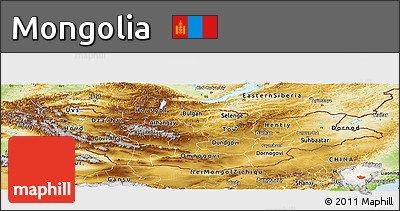 Physical Panoramic Map of Mongolia