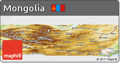 Physical Panoramic Map of Mongolia