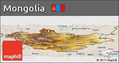 Physical Panoramic Map of Mongolia, shaded relief outside