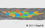 Political Panoramic Map of Mongolia, darken, desaturated