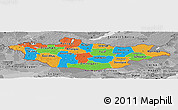 Political Panoramic Map of Mongolia, desaturated