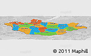 Political Panoramic Map of Mongolia, lighten, desaturated