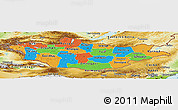 Political Panoramic Map of Mongolia, physical outside