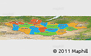Political Panoramic Map of Mongolia, satellite outside