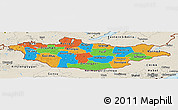 Political Panoramic Map of Mongolia, shaded relief outside