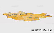 Political Shades Panoramic Map of Mongolia, cropped outside