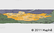 Political Shades Panoramic Map of Mongolia, darken, semi-desaturated