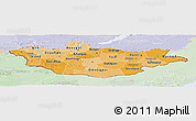 Political Shades Panoramic Map of Mongolia, lighten