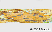 Political Shades Panoramic Map of Mongolia, physical outside
