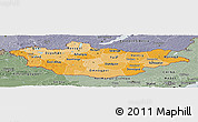 Political Shades Panoramic Map of Mongolia, semi-desaturated