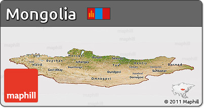 Satellite Panoramic Map of Mongolia, cropped outside