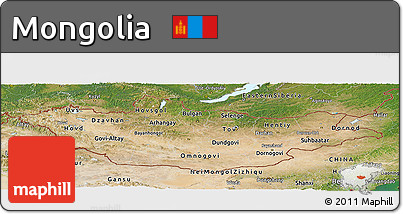 Satellite Panoramic Map of Mongolia