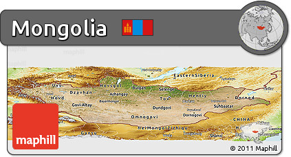 Satellite Panoramic Map of Mongolia, physical outside