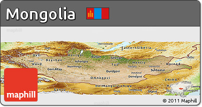 Satellite Panoramic Map of Mongolia, physical outside