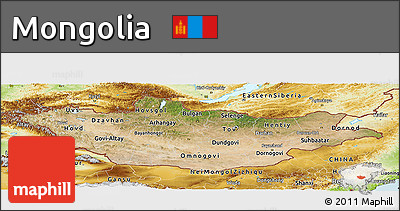 Satellite Panoramic Map of Mongolia, physical outside