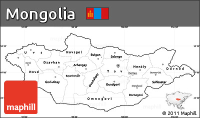 Blank Simple Map of Mongolia, cropped outside