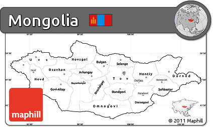 Blank Simple Map of Mongolia, cropped outside