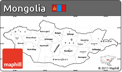 Blank Simple Map of Mongolia, cropped outside