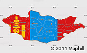 Flag Simple Map of Mongolia