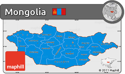 Flag Simple Map of Mongolia, single color outside, flag aligned to the middle