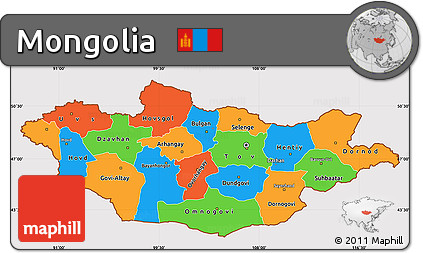 Political Simple Map of Mongolia, cropped outside