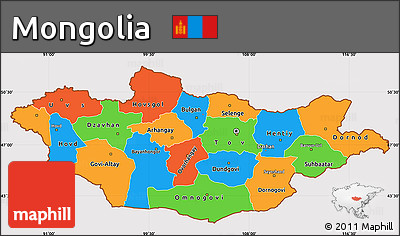 Political Simple Map of Mongolia, cropped outside
