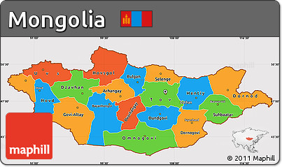 Political Simple Map of Mongolia, cropped outside
