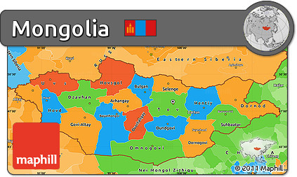 Political Simple Map of Mongolia