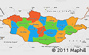 Political Simple Map of Mongolia, single color outside, borders and labels