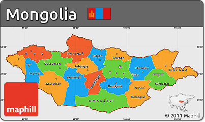 Political Simple Map of Mongolia, single color outside