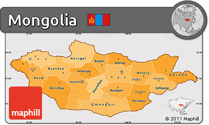 Political Shades Simple Map of Mongolia, cropped outside