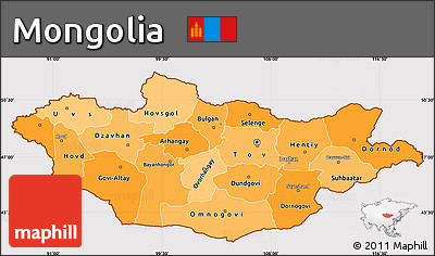 Political Shades Simple Map of Mongolia, cropped outside