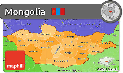 Political Shades Simple Map of Mongolia