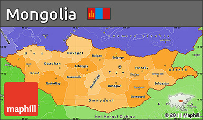 Political Shades Simple Map of Mongolia