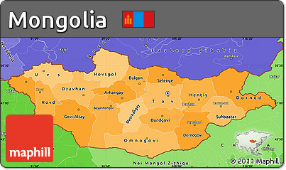Political Shades Simple Map of Mongolia