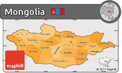 Political Shades Simple Map of Mongolia, single color outside