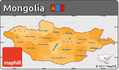 Political Shades Simple Map of Mongolia, single color outside