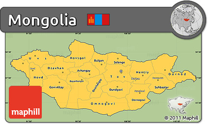 Savanna Style Simple Map of Mongolia, cropped outside