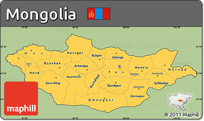Savanna Style Simple Map of Mongolia, cropped outside