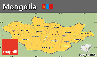 Savanna Style Simple Map of Mongolia, cropped outside
