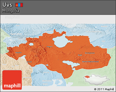 Political 3D Map of Uvs, lighten