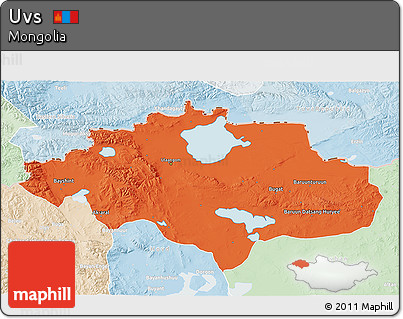 Political 3D Map of Uvs, lighten