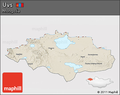 Shaded Relief 3D Map of Uvs, cropped outside