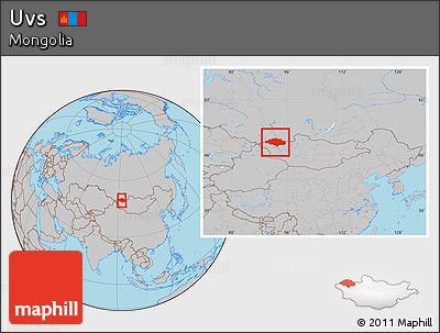 Gray Location Map of Uvs, within the entire country