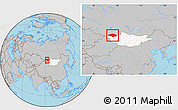 Gray Location Map of Uvs, highlighted country, within the entire country