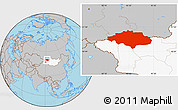 Gray Location Map of Uvs, highlighted country