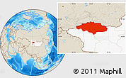 Shaded Relief Location Map of Uvs, highlighted country