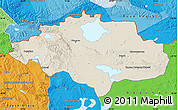 Shaded Relief Map of Uvs, political outside