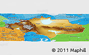 Physical Panoramic Map of Uvs, political outside