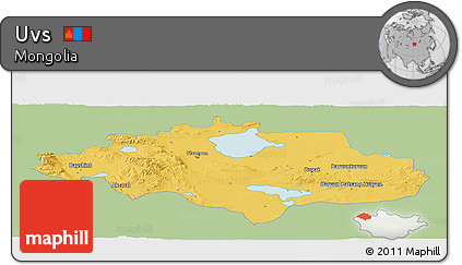 Savanna Style Panoramic Map of Uvs, single color outside